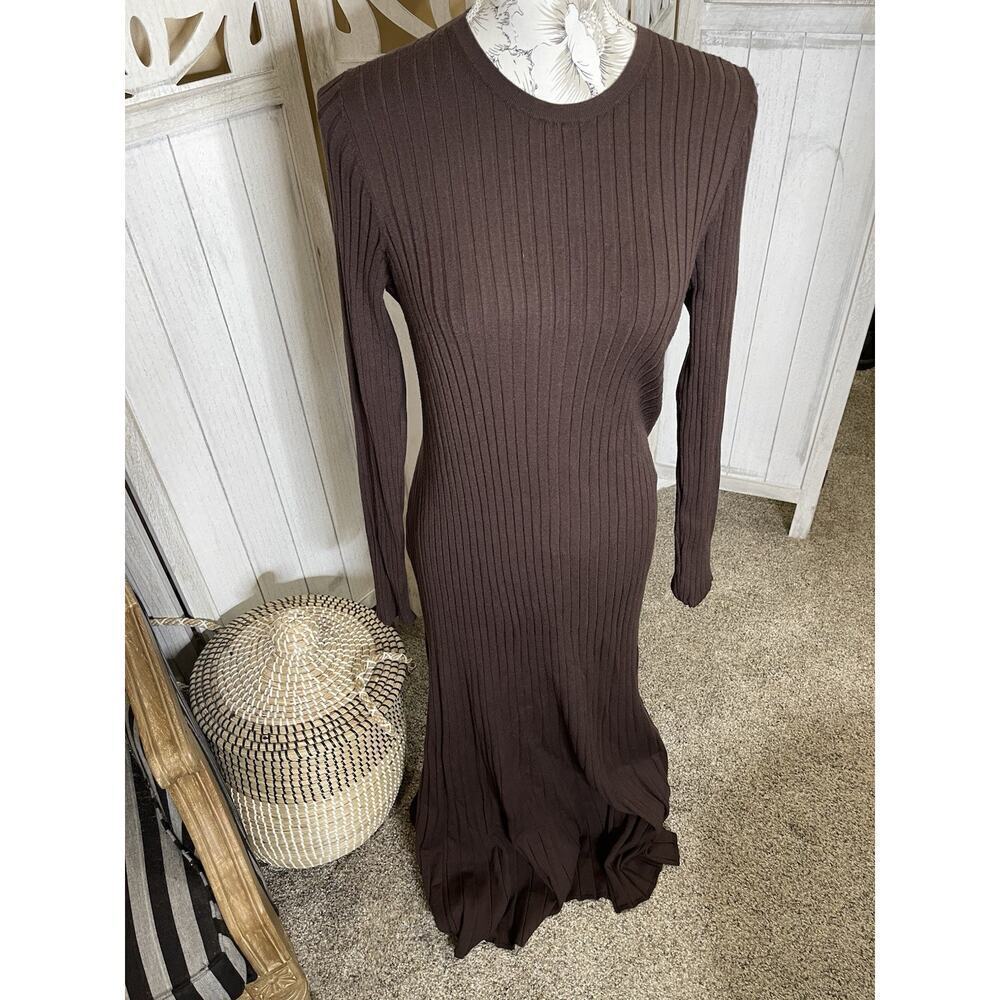 Babaton Ribbed Sweater Dress Womens Size Large Aritzia Knit Long
